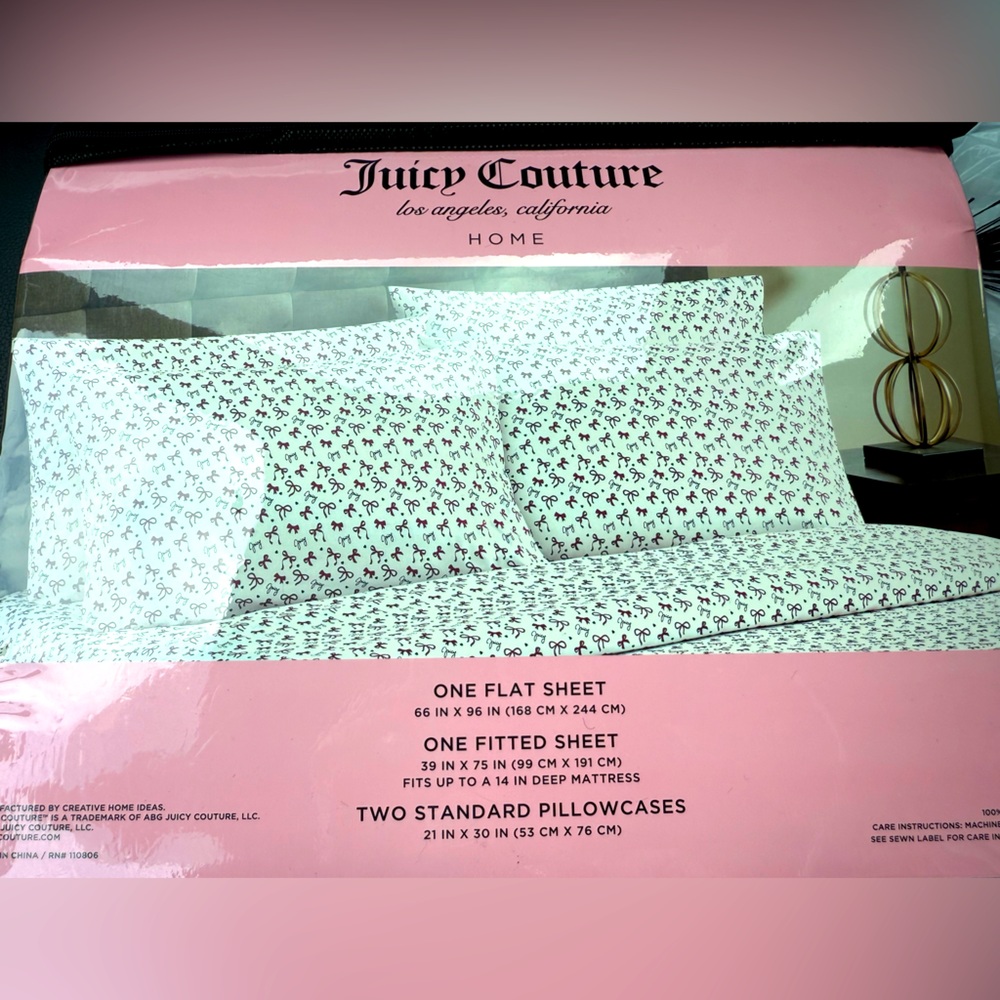 Juicy Couture Bows & Hearts Twin Sheet Set